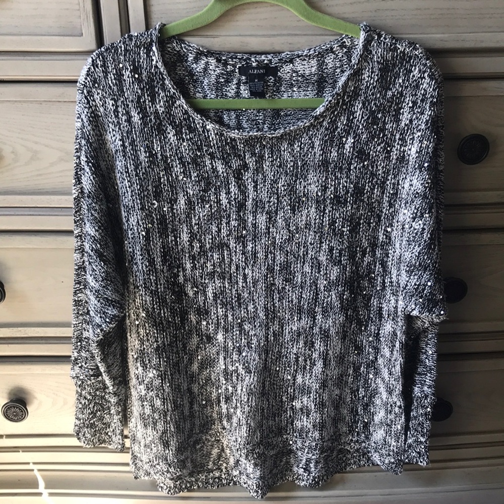 🌸5/25 Alfani Scoop Neck Dolman Sleeve Sequined Sweater M